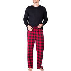 Black - Men Pajamas SleepHero Dark Navy & Red Buffalo Check Long-Sleeve Flannel Pajama Set Men