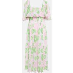 Ganni Midi Smock Klänning i Plisserat - Pink