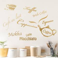 Giochi di Bevute Wandtattoo Küchenspruch Kaffeesorten mit Kaffeekanne