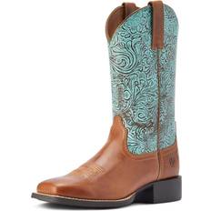 M Riding Shoes Ariat Women's Round Up Western Boots - Beduino Brown Leather