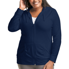 Plus Full-Zip Slub Cotton Hoodie - Navy