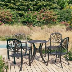 Aluminium Ensembles de Bistrot vidaXL Bistro 5 pcs Salon de Jardin Mobilier de Patio Table et Chaises de Terrasse Meubles de Balcon Extérieur Aluminium Coulé Noir Ensemble de Bistrot