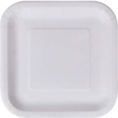 Blanco Platos Desechables Algon Set de Platos Rectangulares Blancos, 25 unidades (23cm) Resistentes y Ecológicos