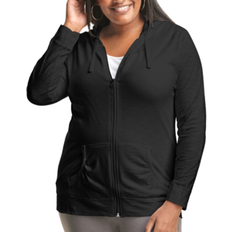 Plus Full-Zip Slub Cotton Hoodie - Black