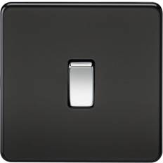 Knightsbridge Screwless 10AX 1G 2-Way Switch Matt Black with Chrome Rocker Matt Black