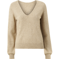 Vila Woman Clothing Vila Pull Col Rond En Maille Mélangée - Beige