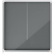 Bulletin Boards Nobo Premium Plus Grey Felt Lockable Noticeboard Display Case 12 A4