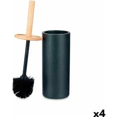 Wood Toilet Brushes Berilo Black Wood Resin Toilet Brush Set 10.2 x 38 x 10.2 cm