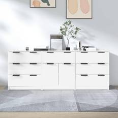 VidaXL Sideboards vidaXL 3-tlg. Hochglanz-Weiß Sideboard