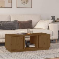 vidaXL 110x50x40 massivt fyrretræ gyldenbrun Sofabord