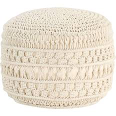 Algodón Pufs vidaXL De Macramé Hecho A Mano Algodón 45x30 cm - Beige Puf