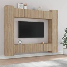 vidaXL Tv-Skåp 8 Delar Sonoma-Ek Konstruerat Trä TV-bänk