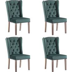 vidaXL Dining Room Dark Green Kitchen Chair 108.5cm 4pcs