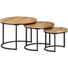 Nesting Tables vidaXL Satztische 3 Mango Braun Beistelltisch