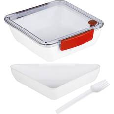 Rood Lunchboxen Lunchbox mit Gabel 2 Fächer 18,5 x 18,5 x 5cm 1000ml blau