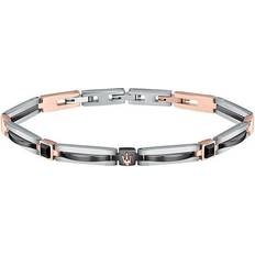 Maserati Mens Silver and Rose Bracelet, Black, Men