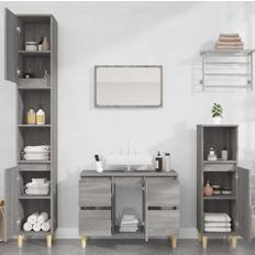 Muebles de lavabo doble vidaXL Set De Muebles De Baño 3 Pzas Madera Contrachapada Gris Sonoma