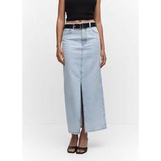 Mango Slit denim skirt light blue Women Light Blue