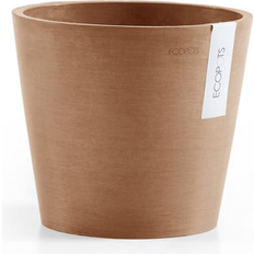 Ecopots Amsterdam Modern Round Recycled Plastic Planter Flower Pot with Water Reservoir Terracotta 8