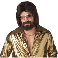 Brown Short Wigs California Costumes Sexy Man Adult Wig Beard and Moustache