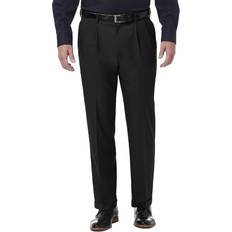 Men - Pleats Trousers Haggar Men's Premium Comfort Classic Fit Pleat Front Pant - Black
