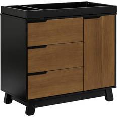 Grooming & Bathing Babyletto Hudson 3-Drawer Changer Dresser with Removable Changing Tray Black/Natural Walnut