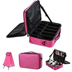 Pink - Women Toiletry Bags & Cosmetic Bags BYOOTIQUE 13" makeup train case cosmetic organized bag travel storage backpack