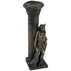 Bronze Candle Holders Veronese 10.75" Tall Egyptian Goddess Bastet Pillar Candle Holder