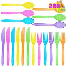 Orange Disposable Flatware Joyin 288 pcs plastic cutlery hard utensils for cinco de mayo celebrations