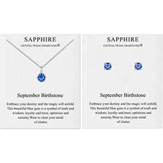 Philip Jones September Birthstone Necklace & Earrings with Sapphire Zircondia Crystals