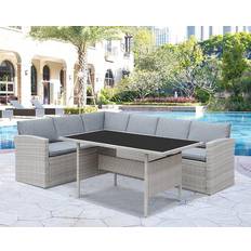 Garden & Outdoor Furniture GRS Layton Rattan Corner Patio Dining Set