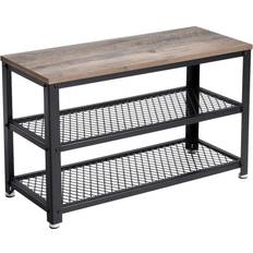 Songmics Stylish Greige Bench with 2 Shelves Shoe Rack