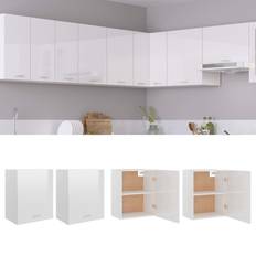 VidaXL White Wall Cabinets vidaXL High Gloss White Hanging Cabinets 2 Pcs Wall Cabinet