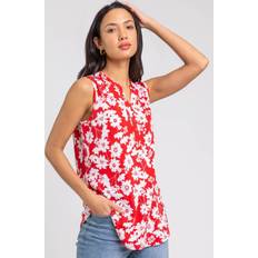 Best Abrigos Roman Floral Puff Print Notch Neck Top