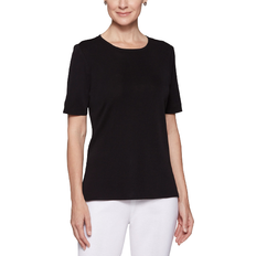 Misook Short Sleeve Knit Tunic - Black