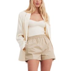 NA-KD Women's Elastic Waist Cotton Shorts - Beige