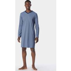 Katoen - Man Nachthemden Schiesser Fine Interlock Long Sleeve Nightgown - Blauw