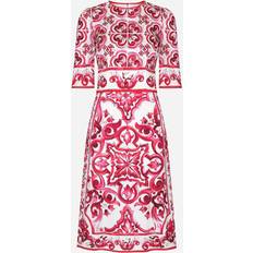 Dolce & Gabbana Majolica-print charmeuse midi dress tris_maioliche_fuxia