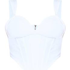 Élasthanne/Lycra/Spandex Corsets PrettyLittleThing Bandage Dip Hem Bust Cup Corset Plus - White