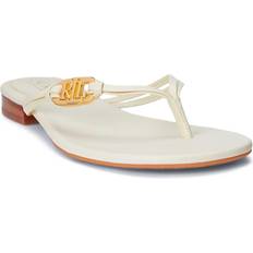 Flip-Flops Lauren Ralph Lauren Emalia Nappa Leather Flip-flop Woman Toe strap sandals Ivory Soft Leather White