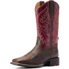 Botas de Equitación Ariat Round Up Back Zip - Dark Brown/Pink