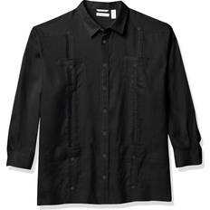 Cubavera Four-Pocket Mini Pintuck Long Sleeve Button Down Shirt - Jet Black