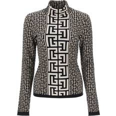 Balmain Tops Balmain Intarsia Coltrui Wool Blend - Zwart