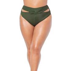 Swimwear Swimsuits For All Plus Women's Loop Cut Out High Leg Bikini Brief in Military Size 20