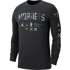 Tops Jordan Nike Men's Charlotte Hornets NBA Long-Sleeve T-Shirt in Black, DZ0338-010 Black