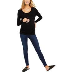 Over the Bump Ankle Length Stretch Maternity Skinny Denim Jeans Dark Wash