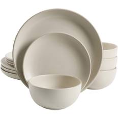 Dinner Sets Gibson Home 12pc Rockaway Round Cream Dinner Set