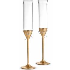 Or Flûtes à Champagne Wedgwood Vera Wang Love Knots Gold Toasting Flutes, Set of 2 Flûte à Champagne