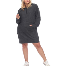 White Mark Women’s Hoodie Sweatshirt Dress Plus Size - Charcoal