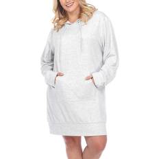 Ribbed - Women Sweaters White Mark Women’s Hoodie Sweatshirt Dress Plus Size - Heather Grey